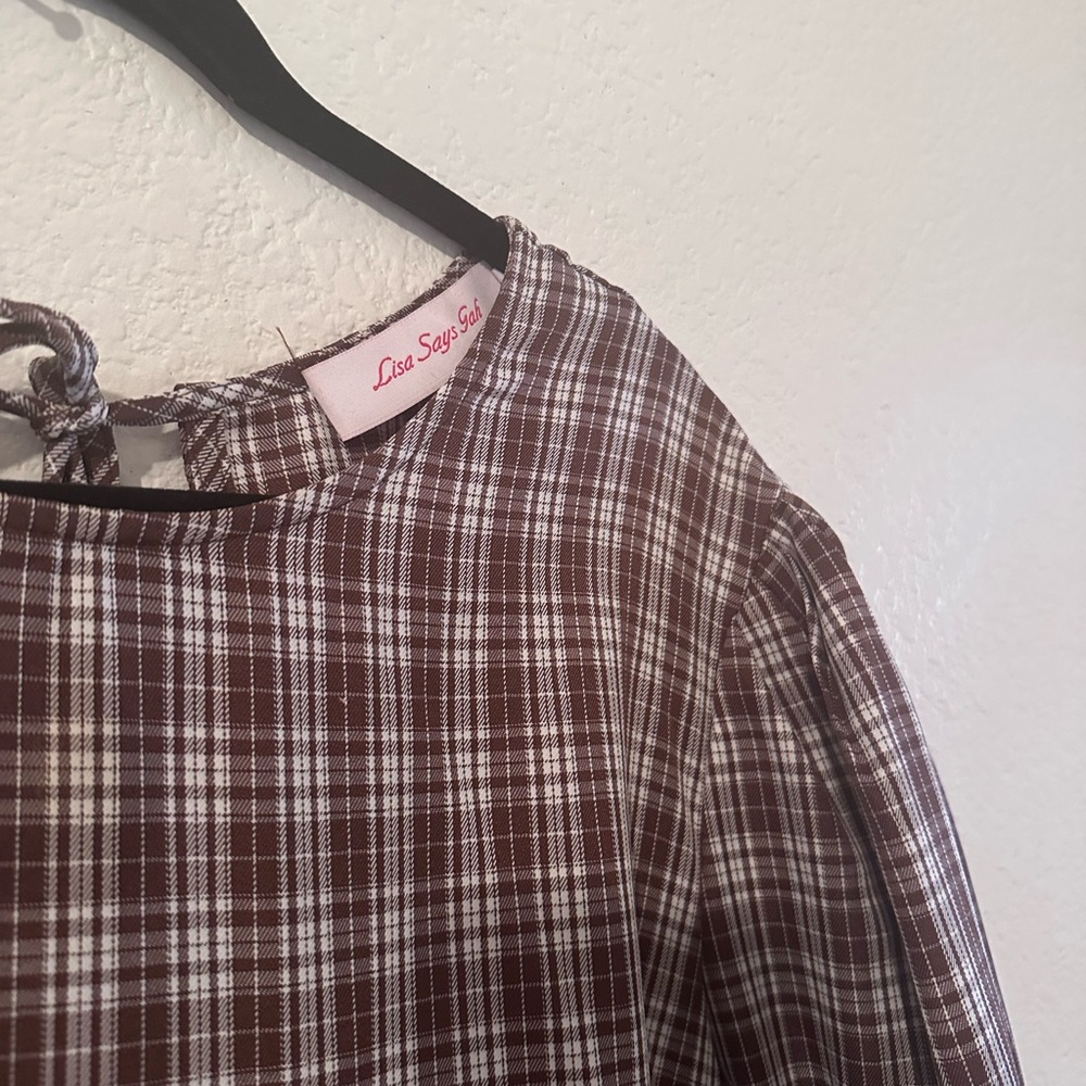 Lisa Says Gah Brown Plaid Dress 3XL - Picture 5 of 6